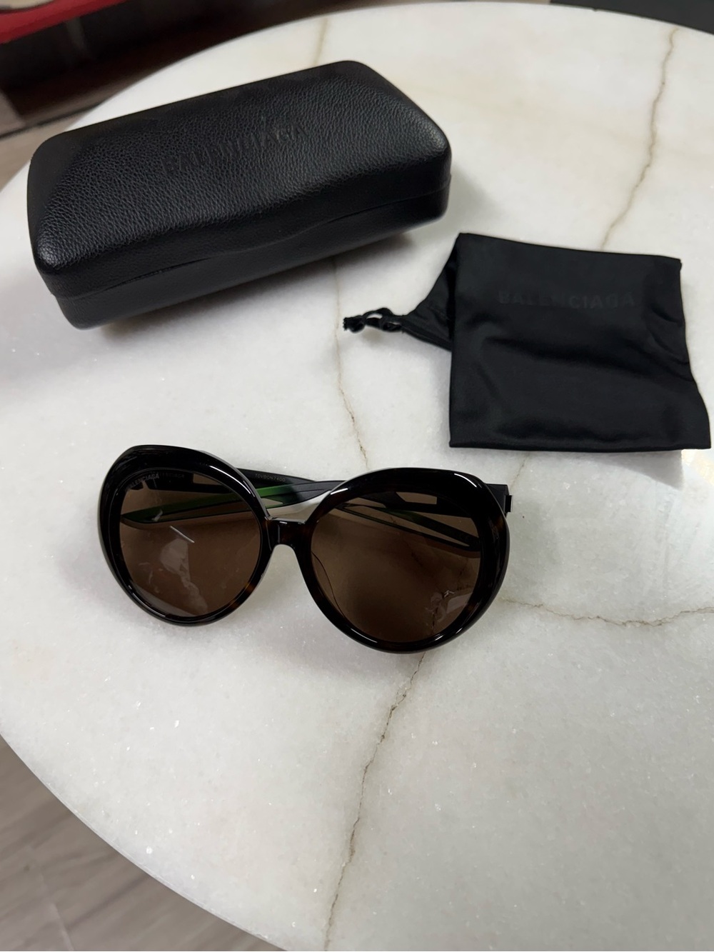 Balenciaga Circle Black Sunglasses Women’s Oval Shades Preowned